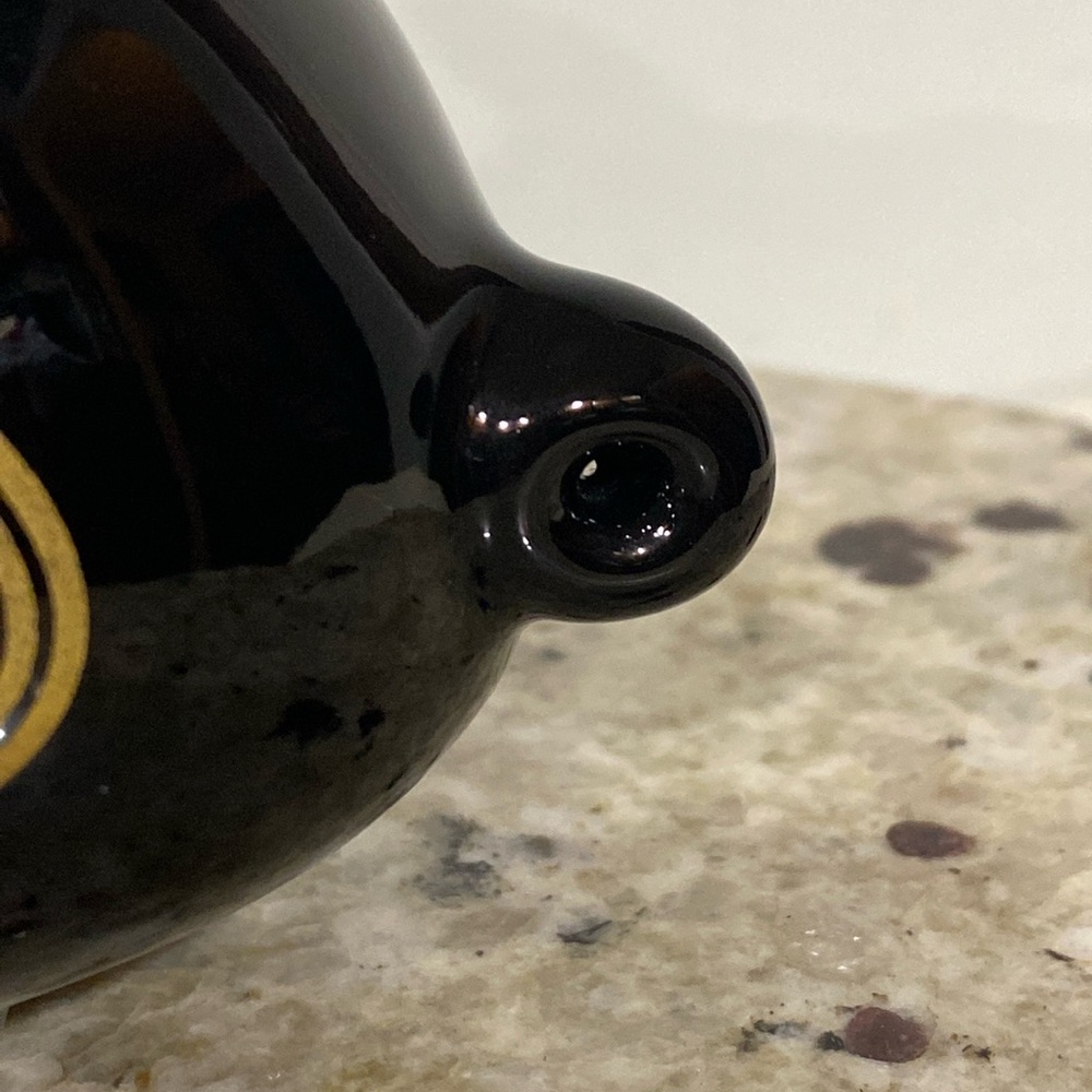 Vintage 2002 Harley Davidson High Shine Black Gold Road Hog Ceramic Piggy Bank - Picture 7 of 14